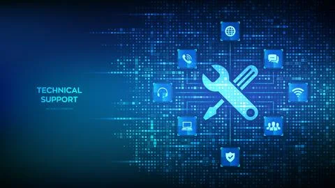 Technical support icon made with binary code. Online tech support concept. Cu イラスト素材
