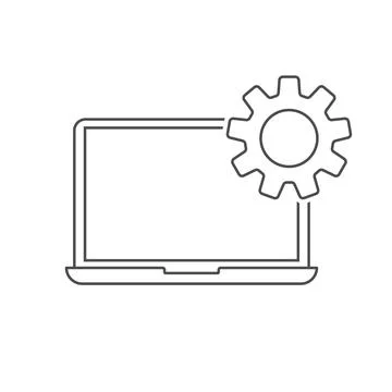 Technical support icon. Maintenance of computer equipment is a gear on the la Stock Illustration
