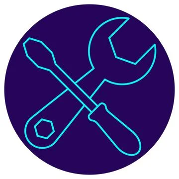 Technical Support Icon. Minimalistic neon outline Stock Illustration