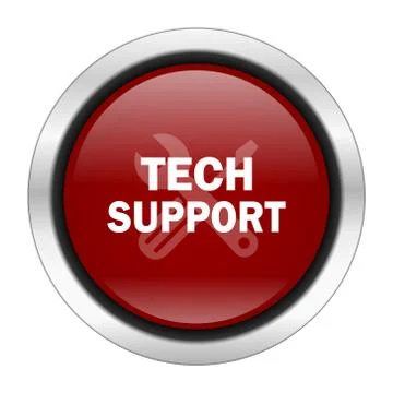 Technical support icon, red round button isolated on white background, web de Stock Illustration