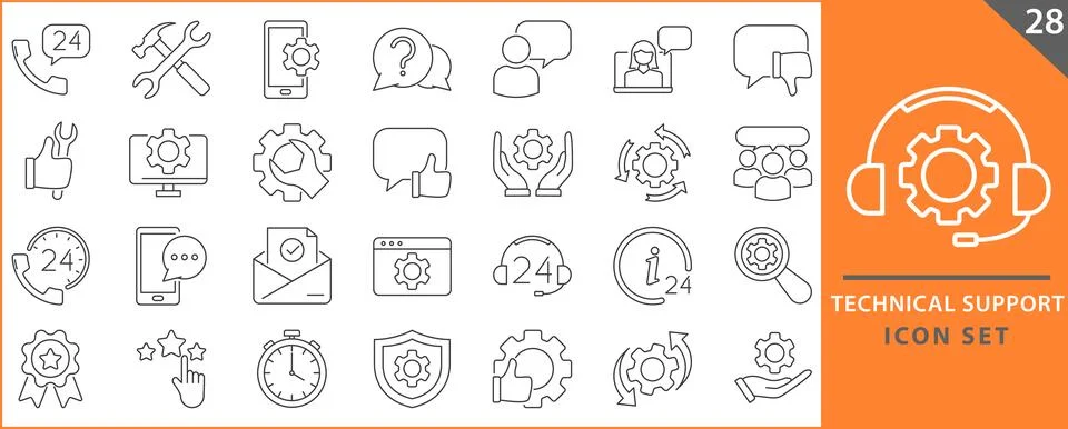 Technical Support Icon set Stock Illustration