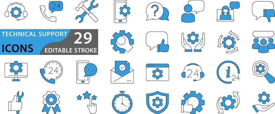 Technical Support Icon set Stock Illustration