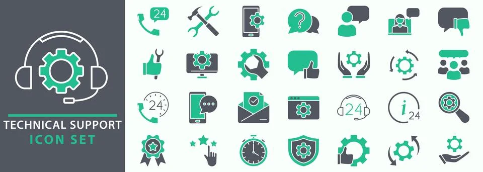 Technical Support Icon set Stock Illustration