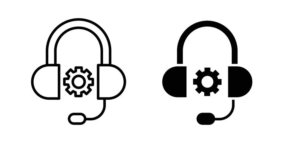 Technical support icon thin line and clipart style vector set Stock Illustration