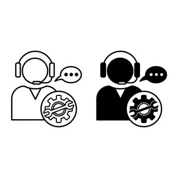 Technical Support Icons. Black and White Vector Illustrations. A Service Th.. Stock Illustration