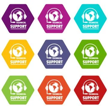 Technical support icons set 9 vector Stock Illustration
