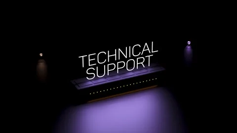 TECHNICAL SUPPORT illuminated text, inscription neon word,animation.3D render Stock Footage 305258461
