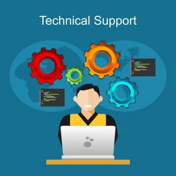 Technical support illustration. Customer support concept.  Flat design illust Stockillustratie