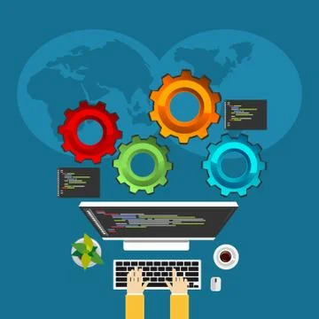 Technical support illustration. Customer support concept.  Flat design illust Stock Illustration