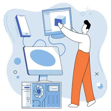 Technical support. Instructors in technical disciplines impart valuable Stock Illustration