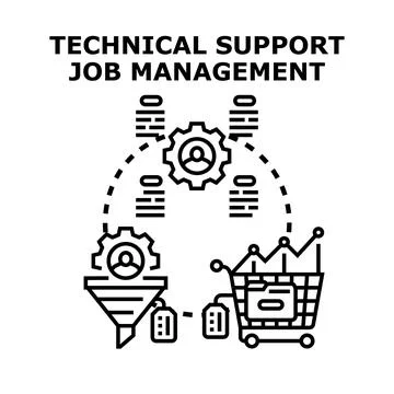 Technical support job management process optimization concept Stock Illustration