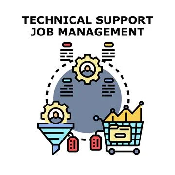 Technical support job management process optimization concept Stock Illustration