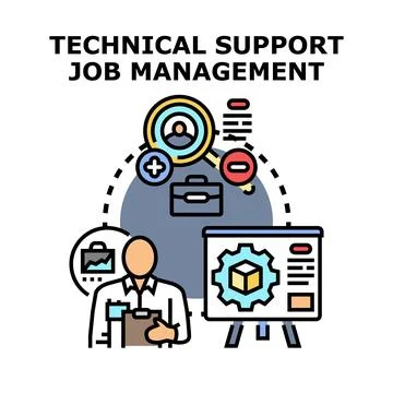 Technical support job management vector concept illustration Stock Illustration