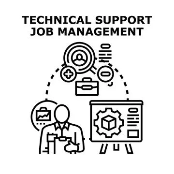 Technical support job management vector concept illustration Stock Illustration