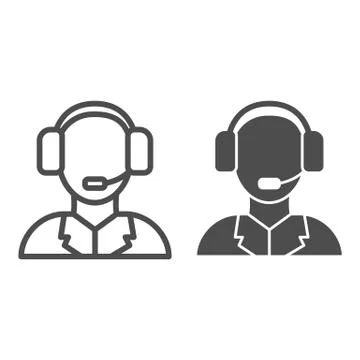 Technical support line and glyph icon. Call center vector illustration isolated Stock Illustration