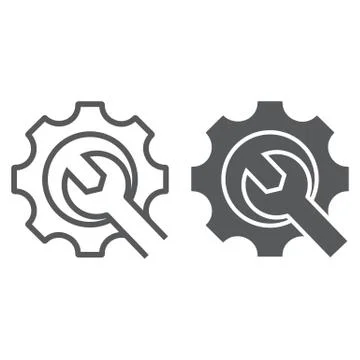 Technical support line and glyph icon, business and service, repair sign, vector Stock Illustration
