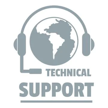 Technical support logo, simple gray style Stock Illustration