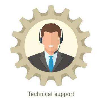Technical support man with headphones Stock Illustration