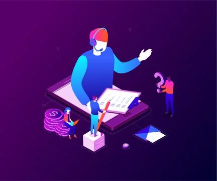 Technical support - modern colorful isometric vector illustration Stock Illustration