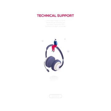 Technical support - modern isometric vector web banner Stock Illustration