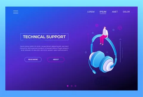 Technical support - modern isometric vector web banner Stock Illustration