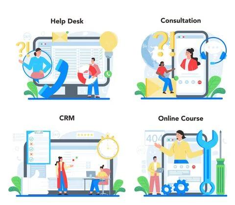 Technical support online service or platform set. Idea of customer service Stock Illustration
