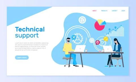 Technical Support Online Web Page, Operators Aid Illustrazione stock