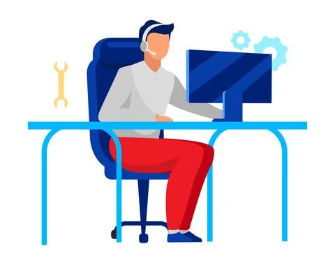 Technical support operator flat vector illustration Stock Illustration