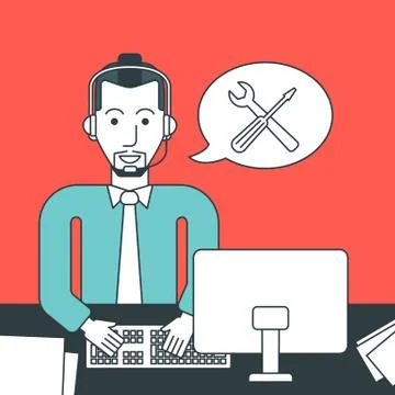 Technical support operator Stock Illustration