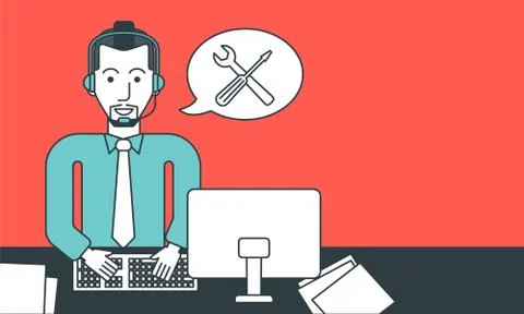Technical support operator Stock Illustration