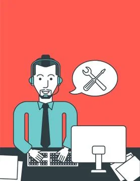Technical support operator Stock Illustration