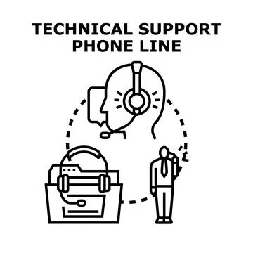 Technical support phone line providing online assistance Stock Illustration