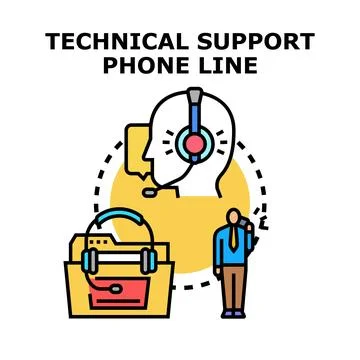 Technical support phone line providing online assistance Stock Illustration