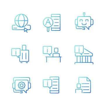 Technical support pixel perfect gradient linear vector icons set Stock Illustration