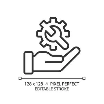 Technical support pixel perfect linear icon Stock Illustration