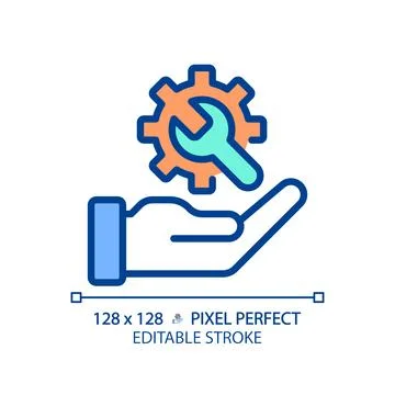Technical support pixel perfect RGB color icon Stock Illustration