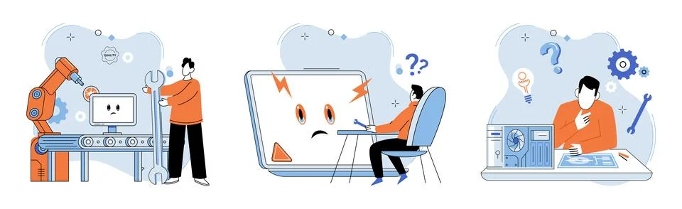 Technical support. Professionals in field technology play vital role in Stock-Illustration