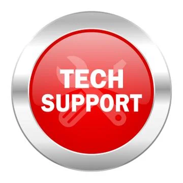 Technical support red circle chrome web icon isolated. Stock Illustration