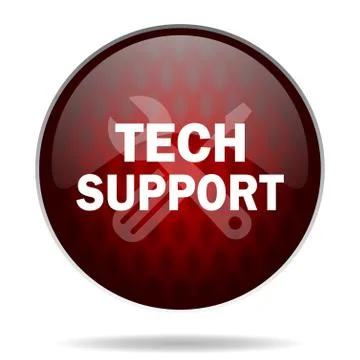 Technical support red glossy web icon on white background. Stock Illustration