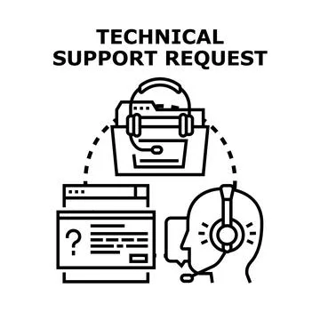 Technical support request handling online customer assistance Stockillustratie