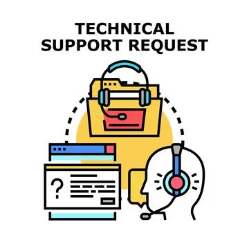Technical support request handling online customer assistance Stock Illustration