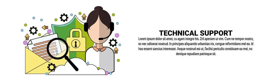 Technical Support Service Concept Horizontal Web Banner With Copy Space Illustrazione stock