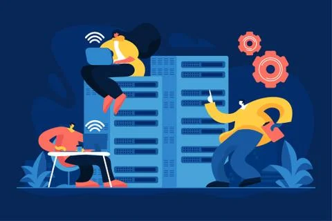 Technical support service flat vector illustration Stock Illustration