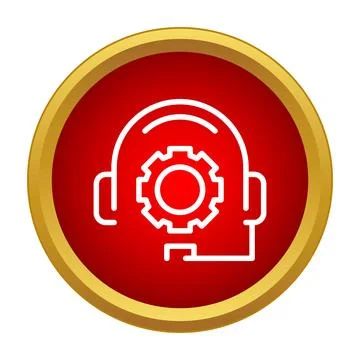 Technical support service icon with cogwheel headset Stock Illustration