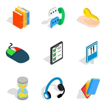 Technical support service icons set, isometric style Stock Illustration