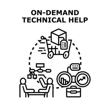 Technical support services delivering on demand help concept Stock Illustration