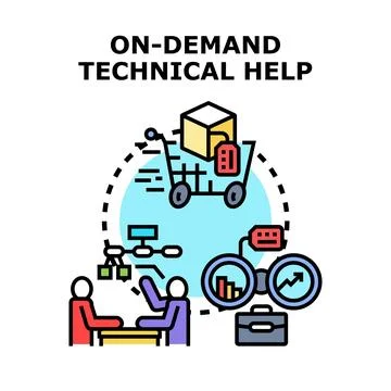 Technical support services delivering on demand help concept Stock Illustration