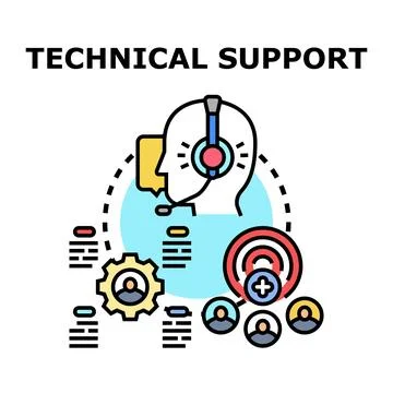 Technical support services helping customers resolving problems Stock Illustration