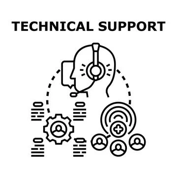 Technical support services helping customers resolving problems Stock Illustration