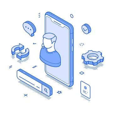 Technical support smartphone application chatbot assistant digital technology Stock Illustration
